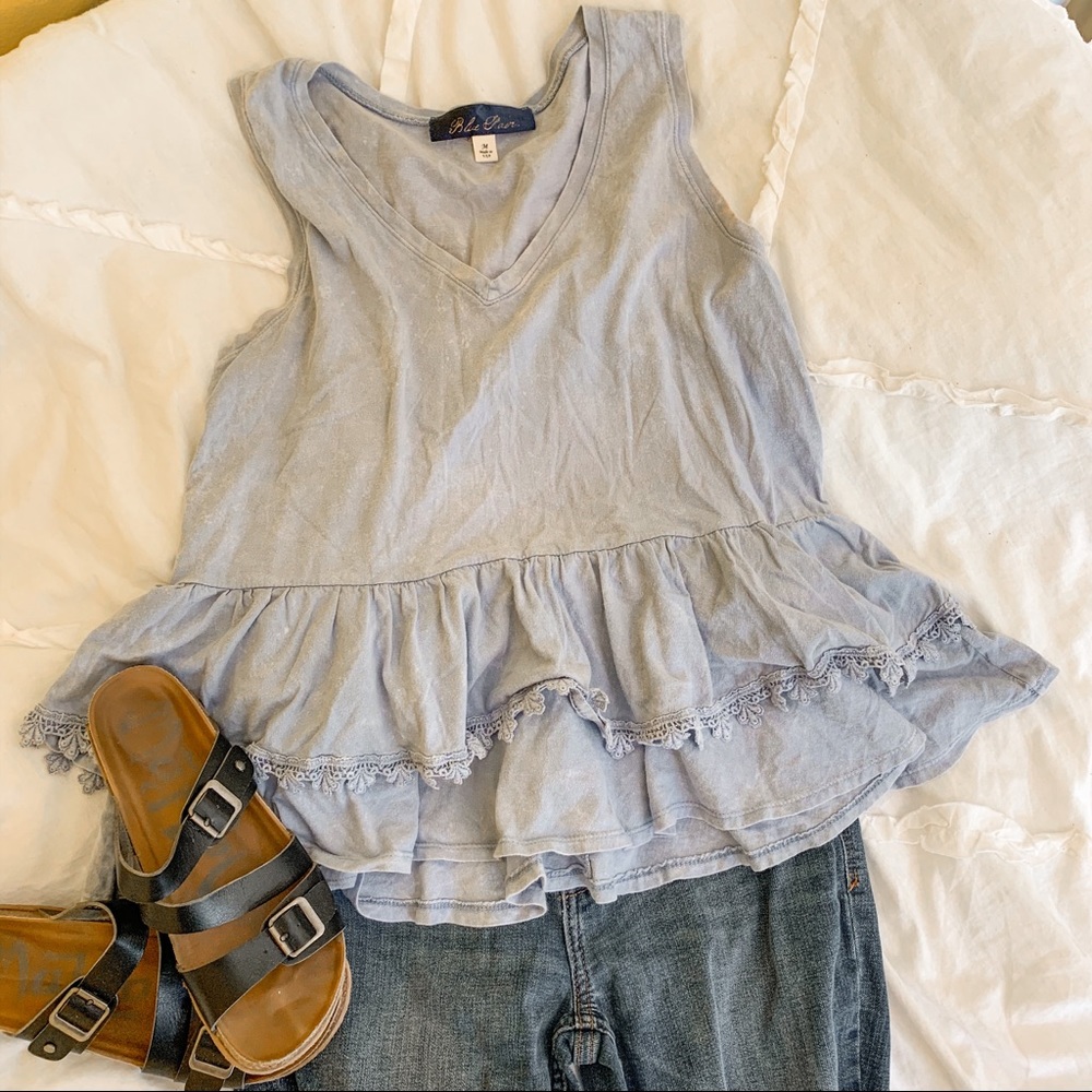 Blue Flowy Tank Top